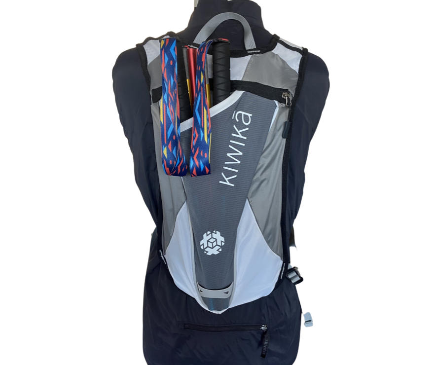 Kiwika trail running backpack with hiking poles