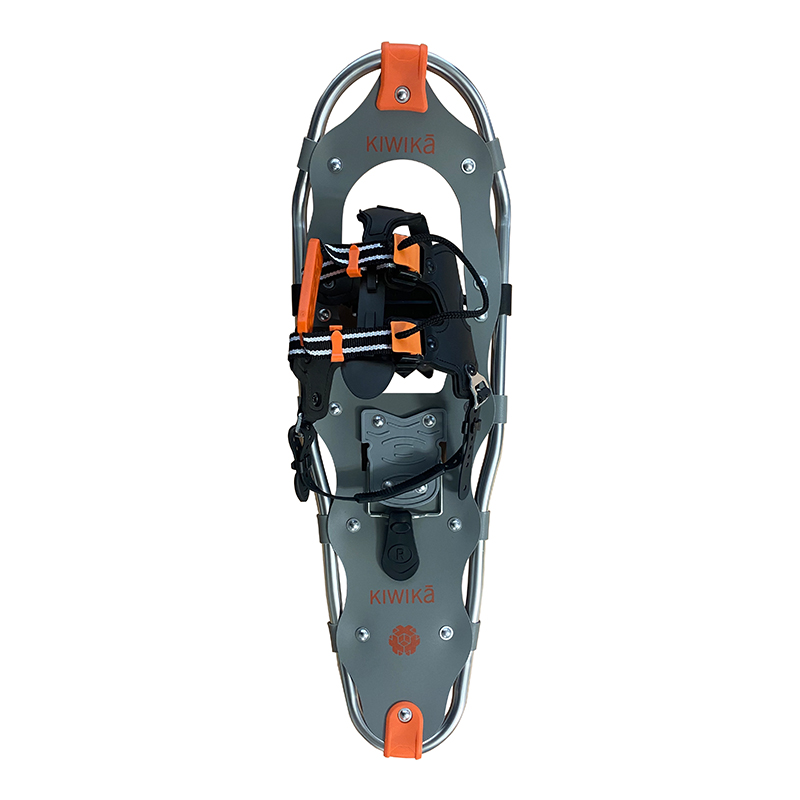 High-quality snowshoe from KIWIKA featuring a sleek grey design with orange accents.