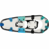 snowshoe featuring a metallic frame design, with adjustable bindings and textural details for grip