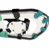 snowshoe featuring a metallic frame design, with adjustable bindings and textural details for grip
