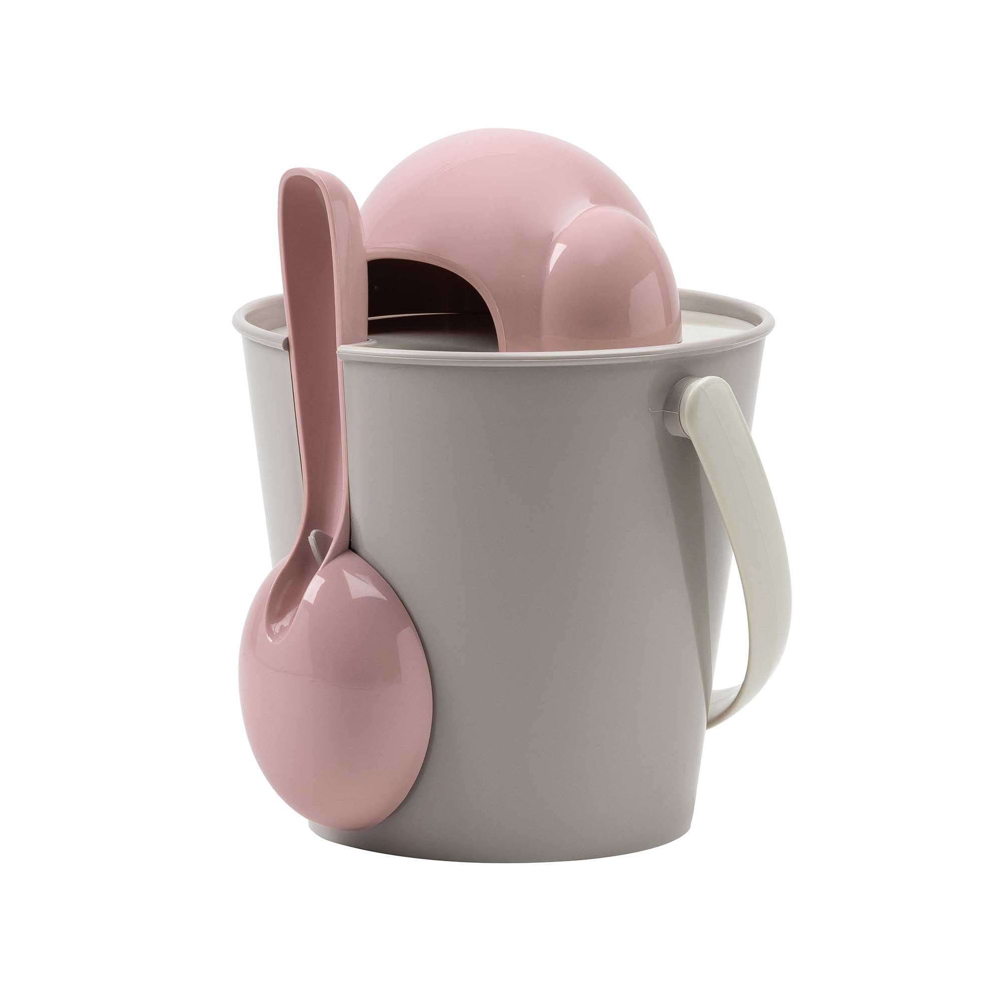 United Pets storage box food crock for dogs in grey and pink