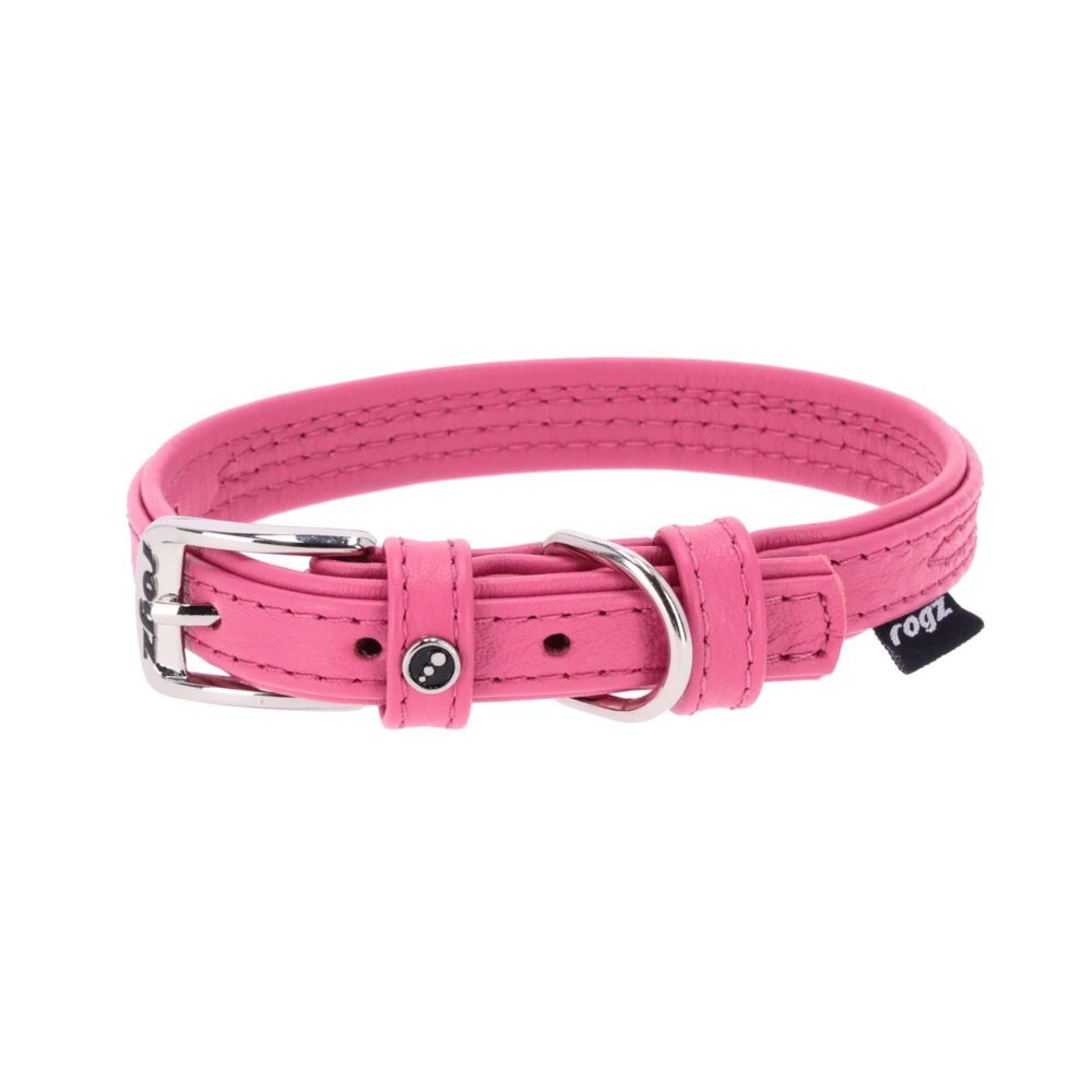 Rogz Leather collar for dogs in pink