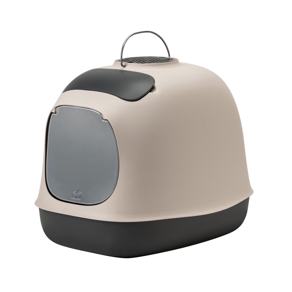 United Pets Minù litter box with hood in grey and black