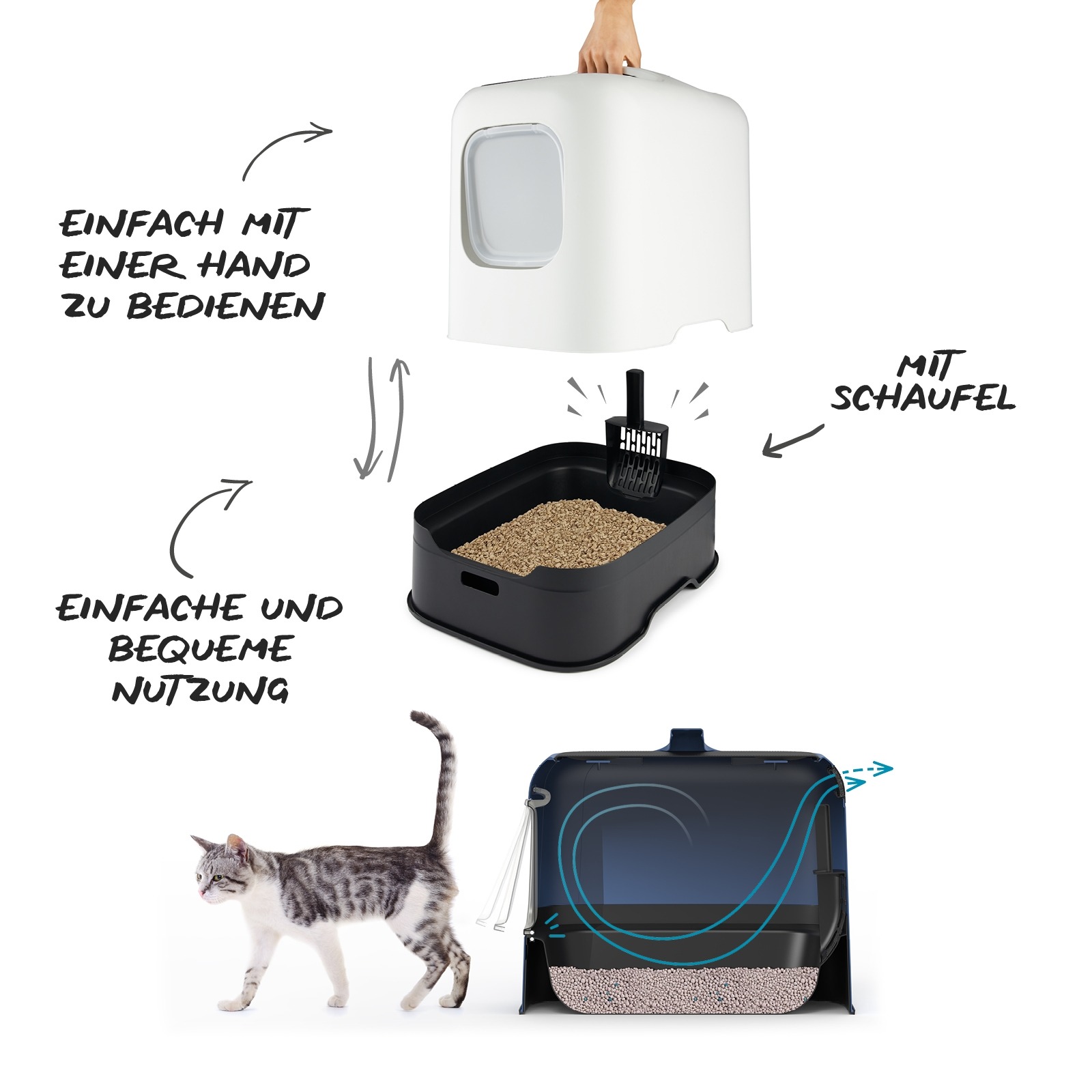 Rotho Biala cat litter box in Cappucino