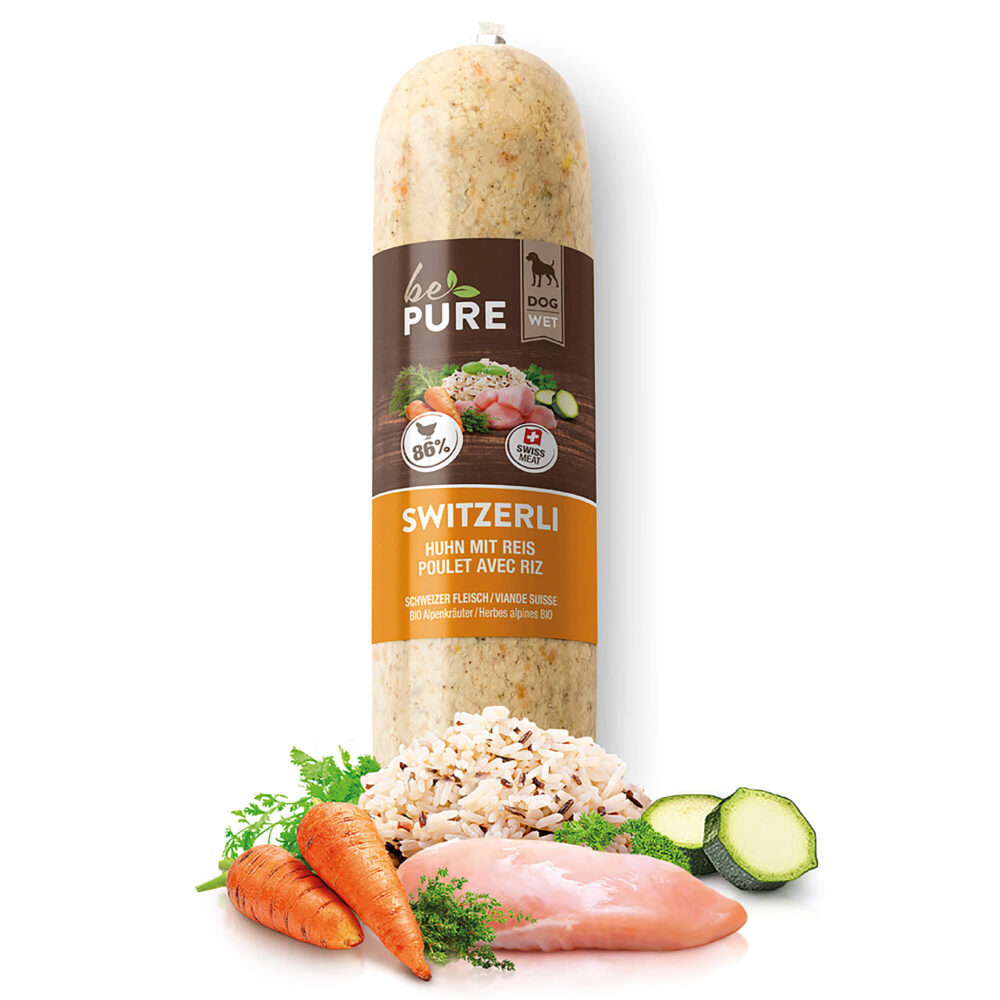 bePure Switzerli mit Huhn und Reis Nassfutter für Hunde