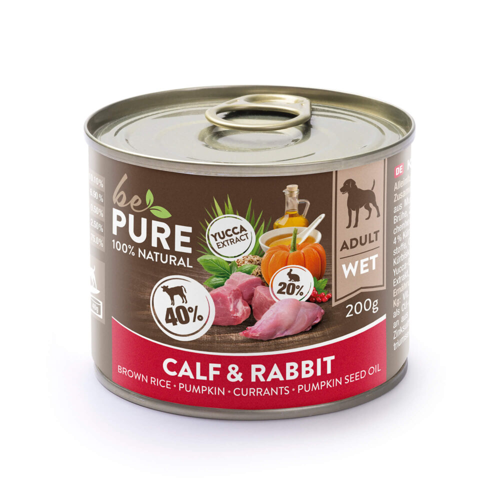 bePure Calf & Rabbit Nassfutter für Hunde