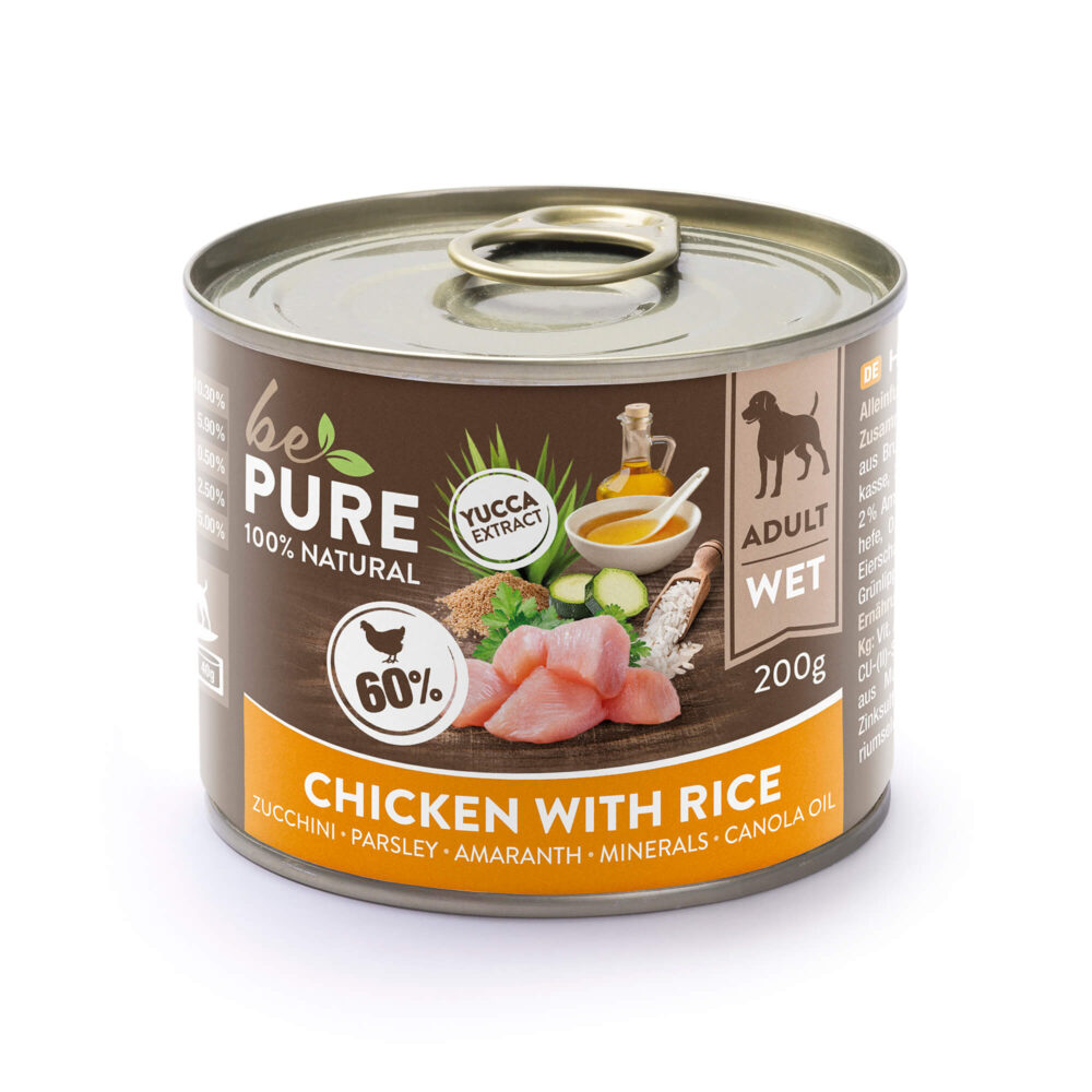 bePure Chicken with Rice Nassfutter für Hunde