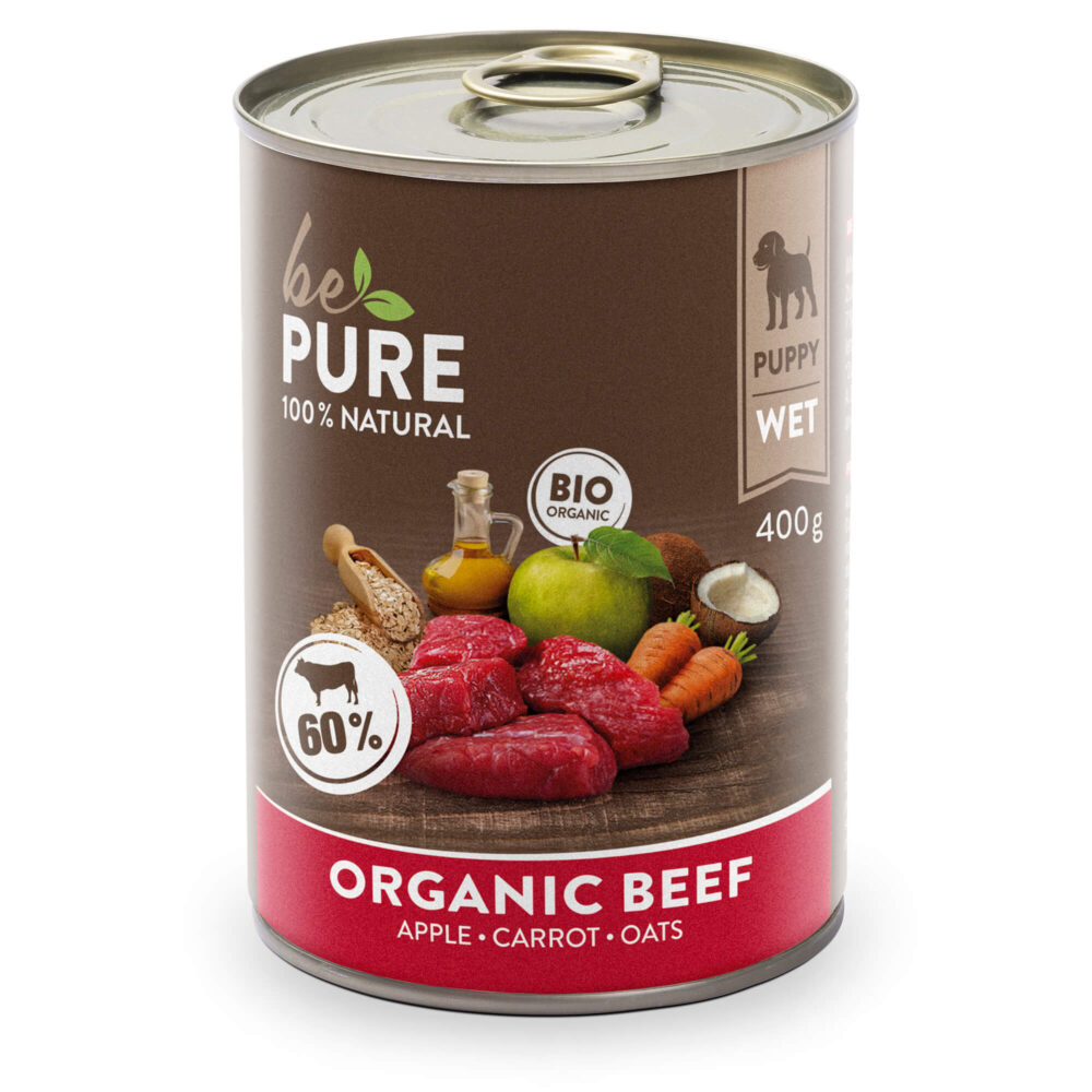 bePure Organic Beef mit Rind, Gemüse, Früchte und Hafer Nassfutter für Hunde