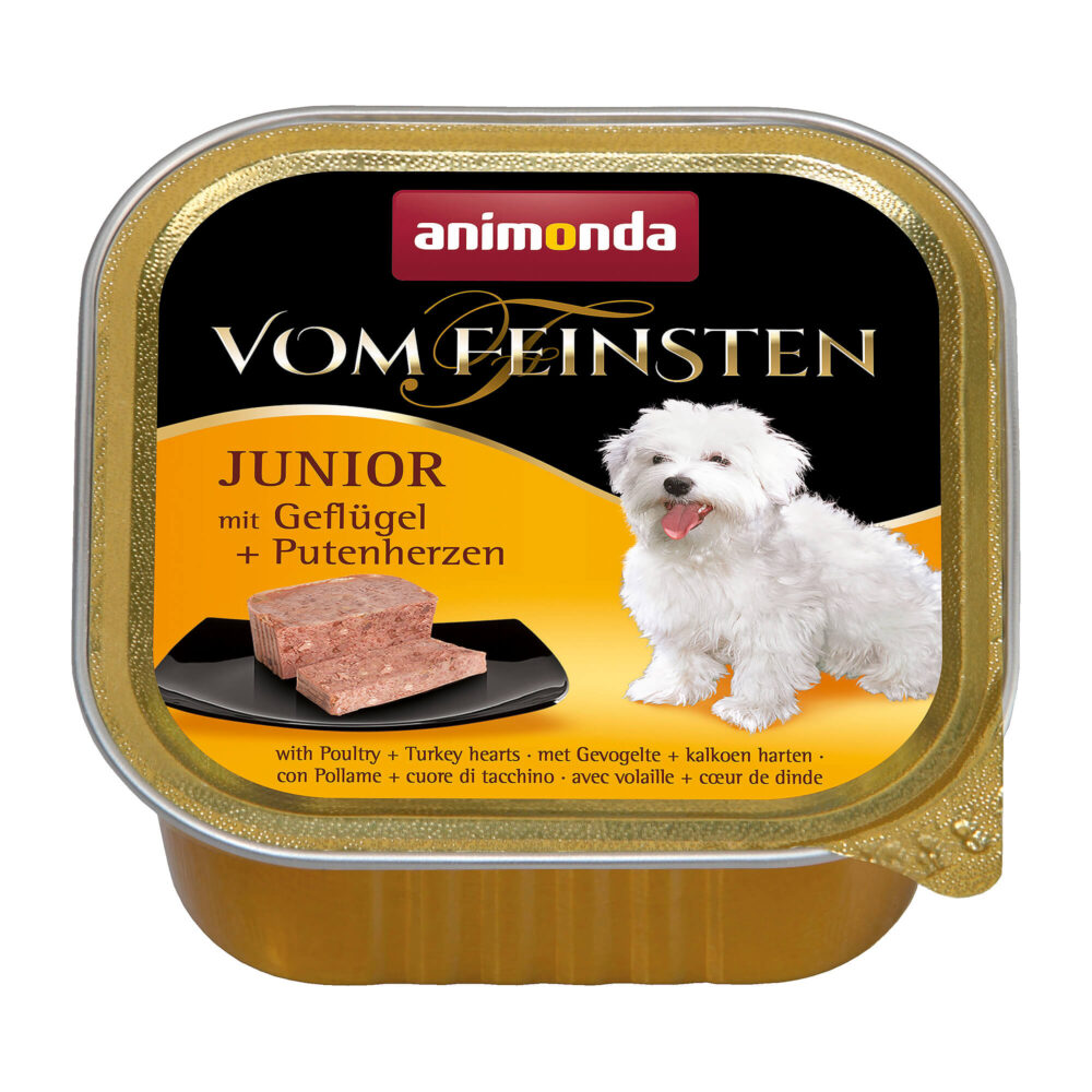 animonda Vom Feinsten Junior Geflügel und Putenherzen Nassfutter für Hunde