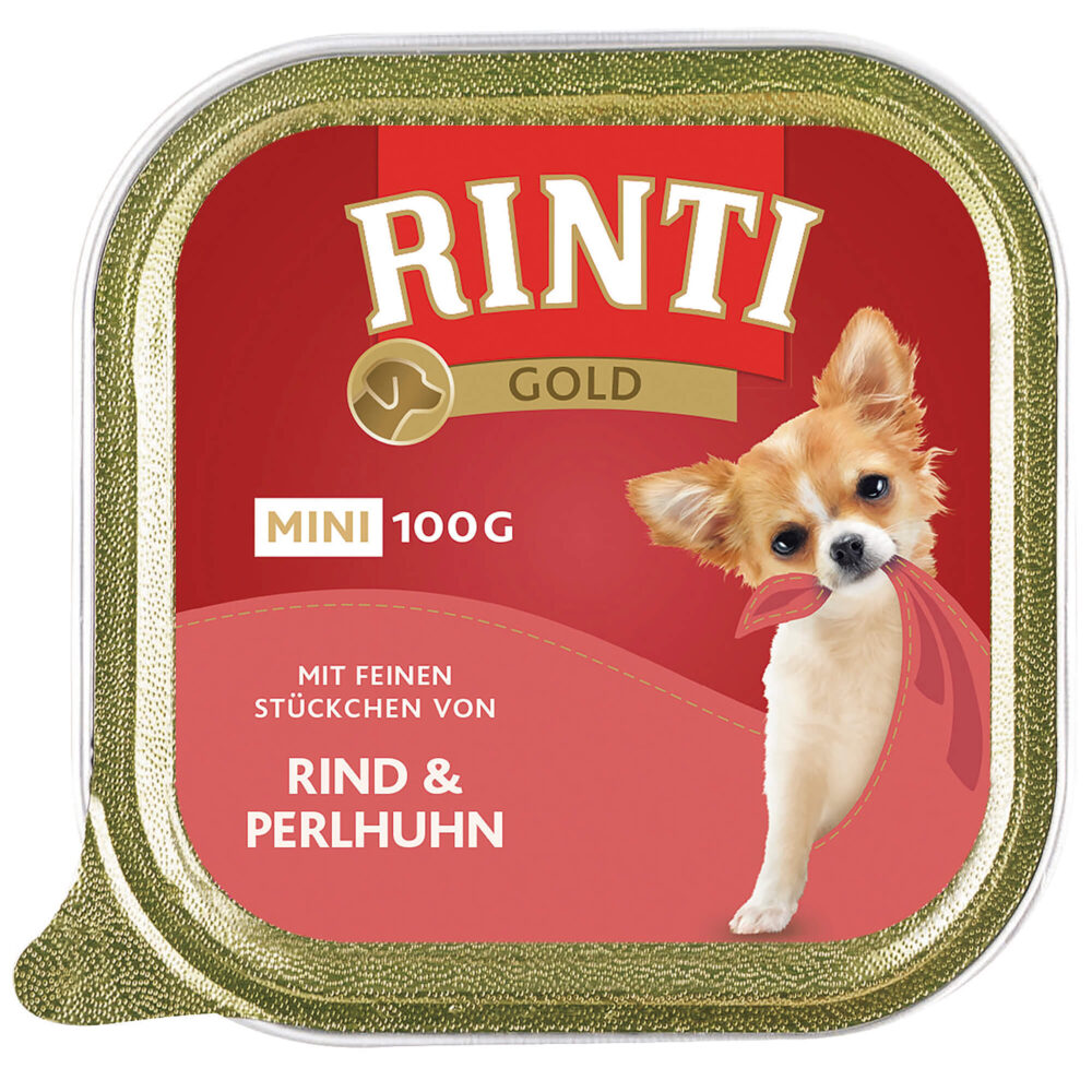 Rinti Gold Mini Rind und Perlhuhn Nassfutter für Hunde