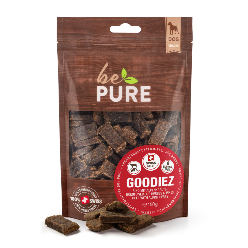 bePure Goodiez Rind und Alpenkräuter Snack für Hunde