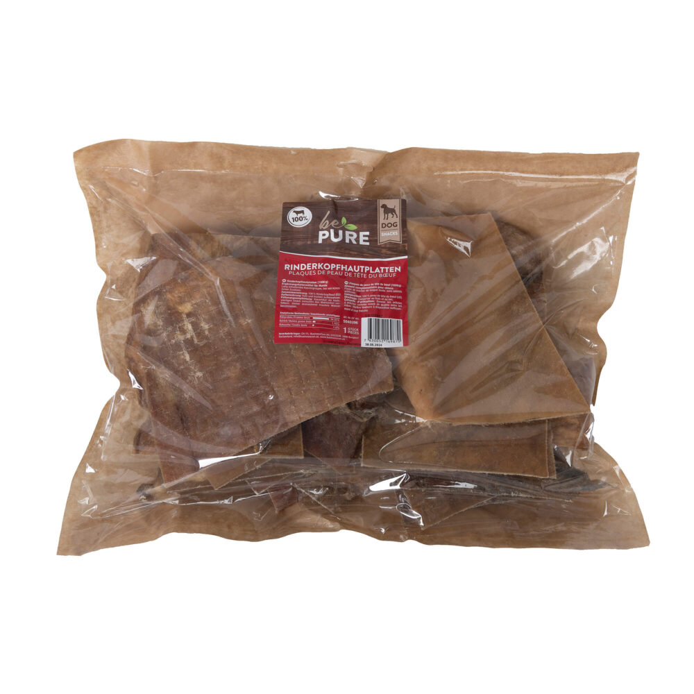 bePure Rinderkopfhautplatten Kauartikel für Hunde