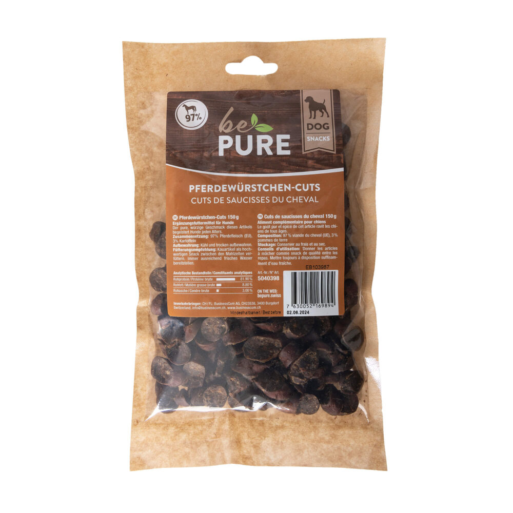 bePure Pferdewürstchen-Cuts Futter für Hunde