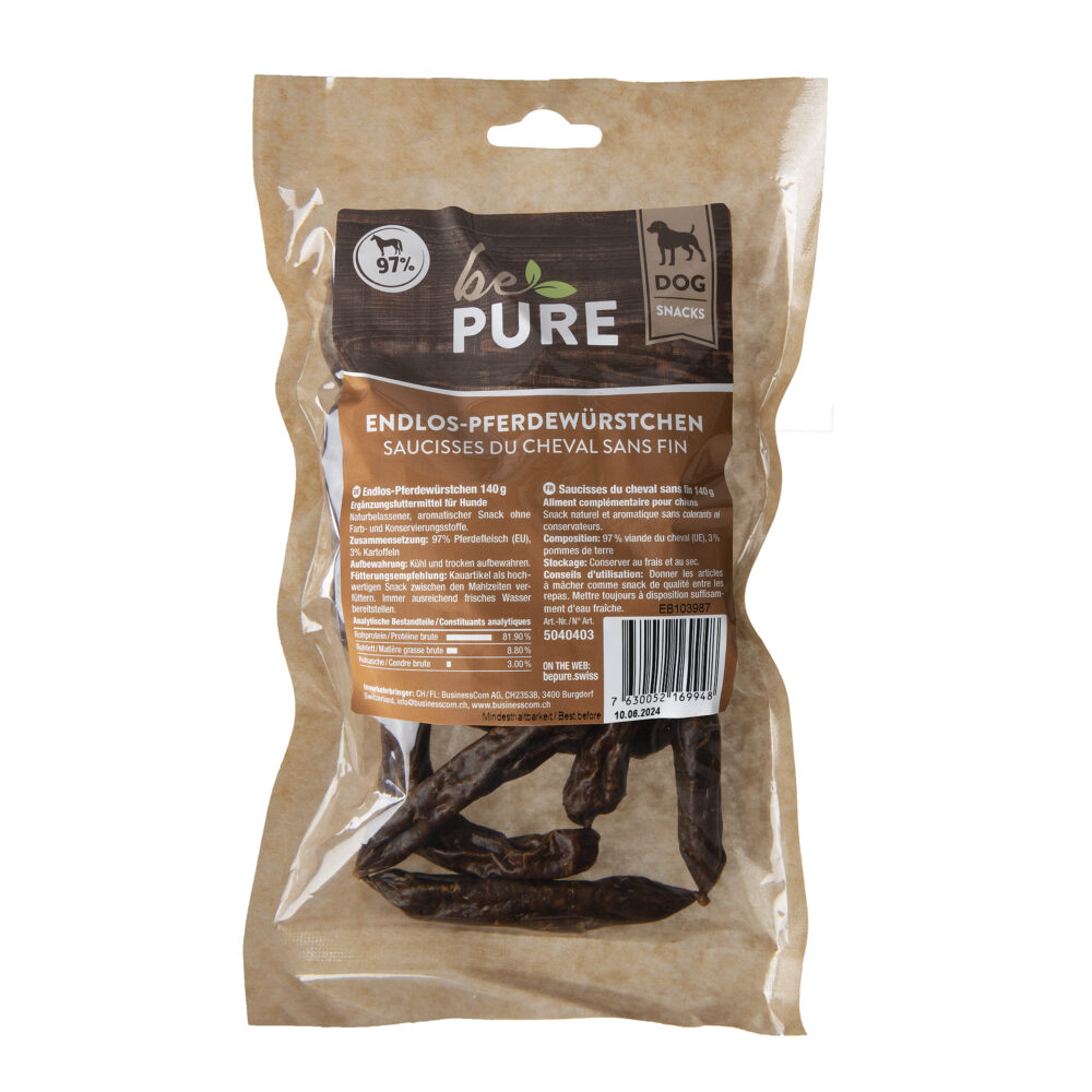 bePure Endlos-Pferdewürstchen Kauartikel für Hunde