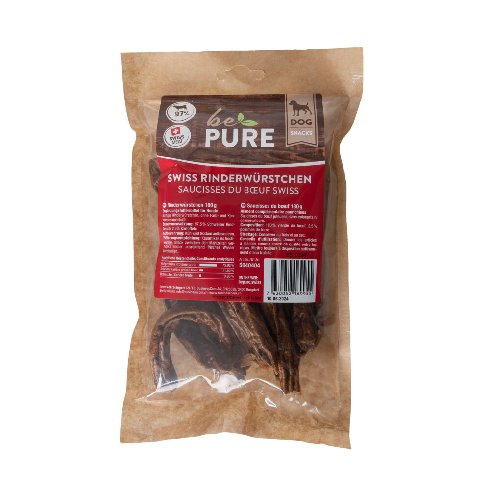 bePure Swiss Rinderwürstchen Kauartikel für Hunde