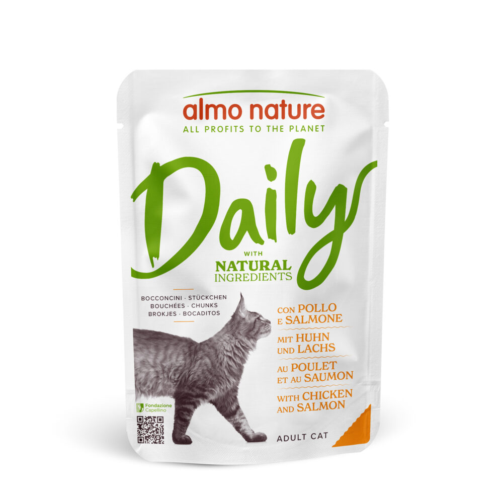 Almo Nature Daily Cat mit Huhn und Lachs Nassfutter für Katzen