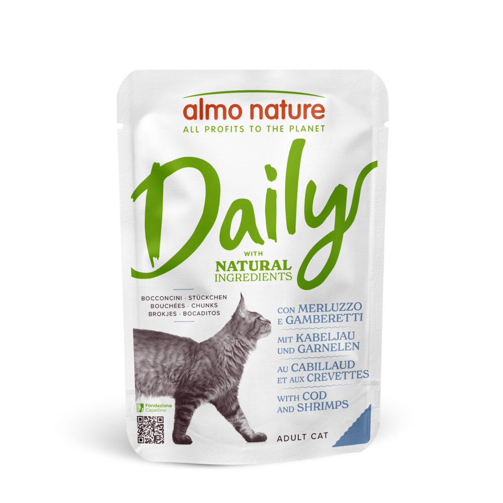 Almo Nature Daily Cat mit Kabeljau und Garnelen Nassfutter für Katzen
