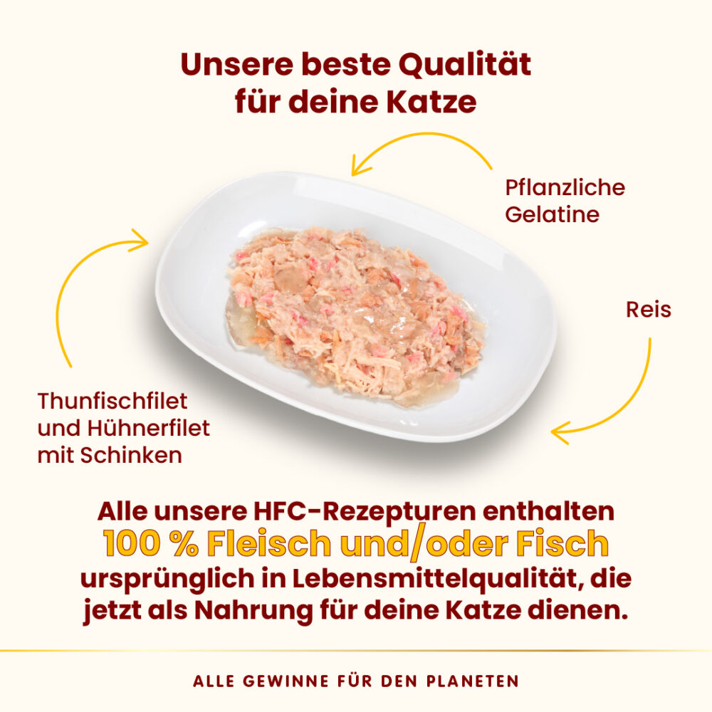 Almo Nature HFC Jelly Cat Thunfischfilet und Hühnerfilet mit Schinken Nassfutter für Katzen