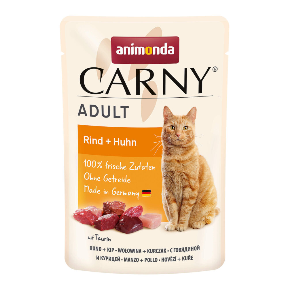 Carny Adult Rind und Huhn Nassfutter für Katzen