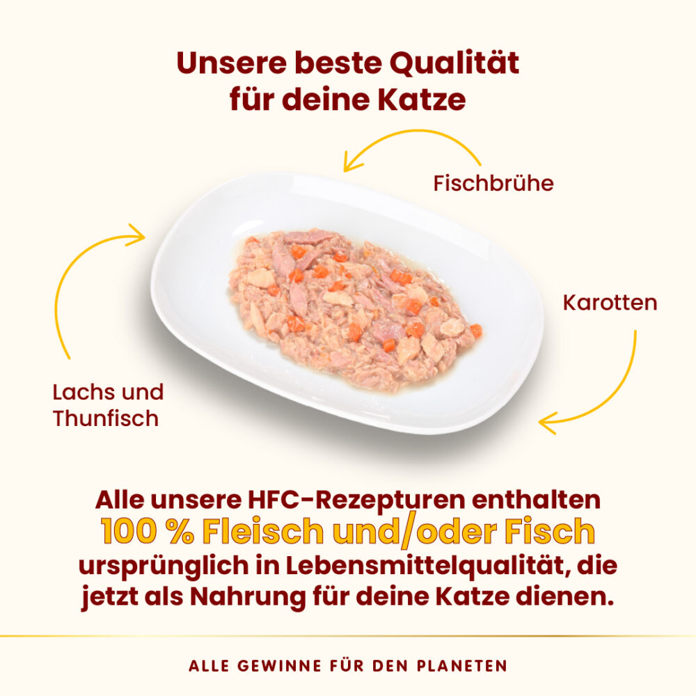 Almo Nature HFC Complete mit Lachs und Thunfisch mit Karotten Nassfutter für Katzen