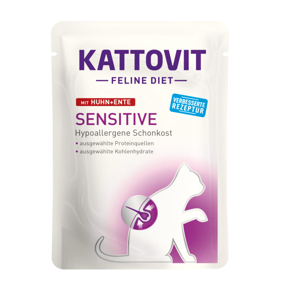 Kattovit Sensitive mit Huhn und Ente Nassfutter für Katzen