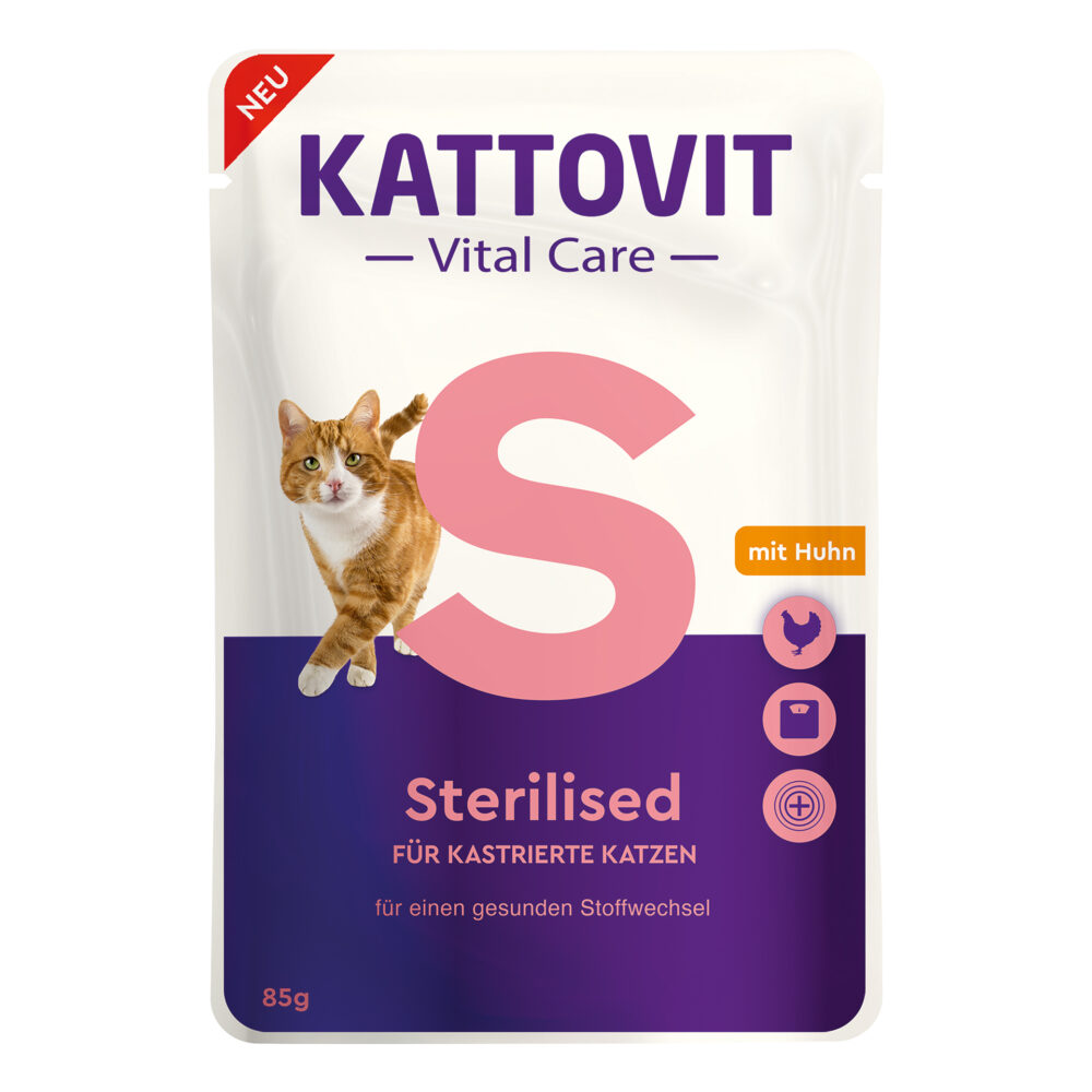 Kattovit Sterilised mit Huhn Nassfutter für Katzen
