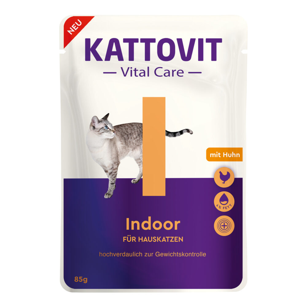 Kattovit Indoor mit Huhn Nassfutter für Katzen