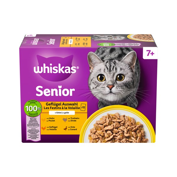 Whiskas Geflügel Auswahl Senior Nassfutter für Katzen