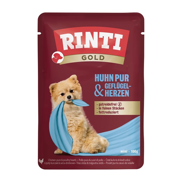 Rinti Huhn Pur und Geflügelherzen Nassfutter für Hunde