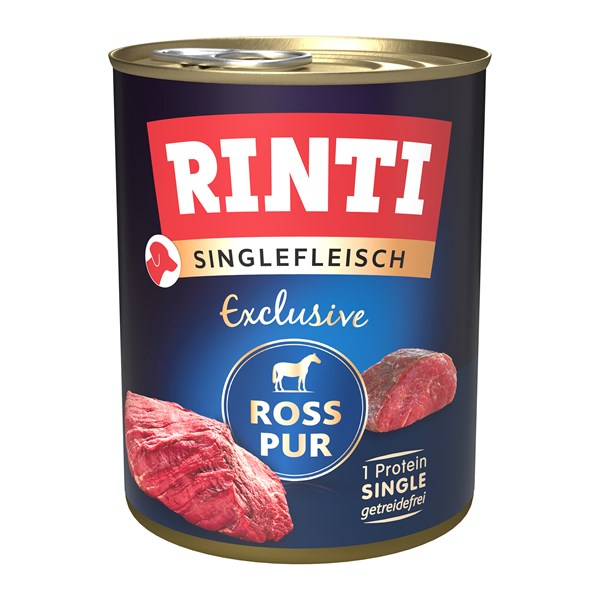 Rinti Singlefleisch Exclusive PUR Ross Nassfutter für Hunde