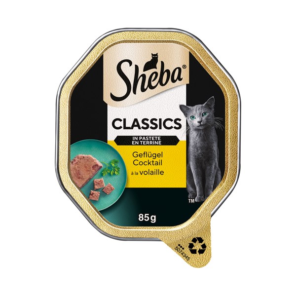 Sheba Pastete Geflügel Cocktail Nassfutter für Katzen