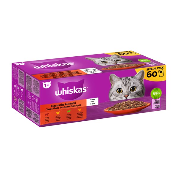 Whiskas Klassische Auswahl in Gelee Nassfutter für Katzen