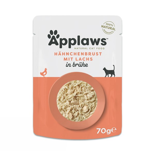 Applaws Hühnerbrust mit Lachs in Brühe Nassfutter für Katzen