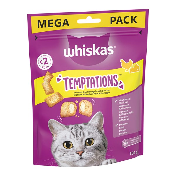 Whiskas Temptations mit Huhn und Käse Snack für Katzen