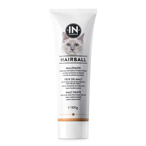 In-Fluence Hairball Malzpaste Nahrungsergänzung für Katzen