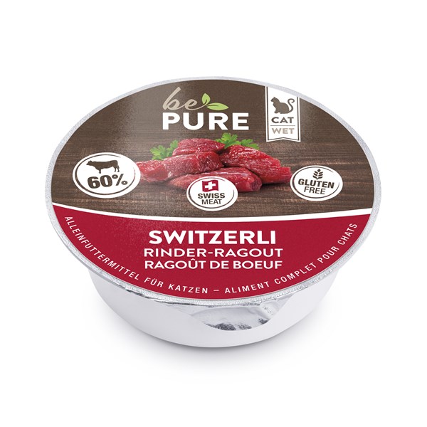 bePure Switzerli mit Rinder-Ragout Nassfutter für Katzen