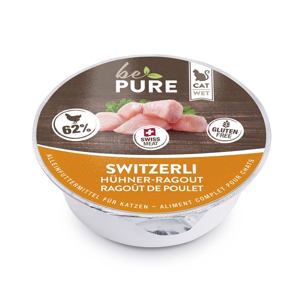 bePure Switzerli mit Hühner-Ragout Nassfutter für Katzen
