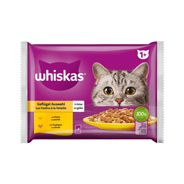 Whiskas Geflügel Auswahl in Gelee Nassfutter für Katzen