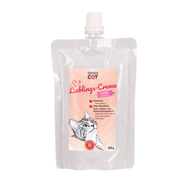 naturaCat Lieblings-Creme mit Lachs Snack für Katzen