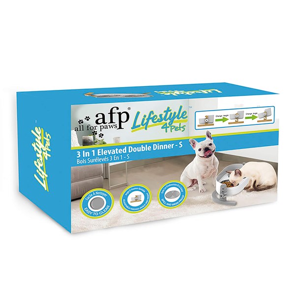 All for Paws L4P 3in1 Elevated Double Dinner Automat für Hunde und Katzen