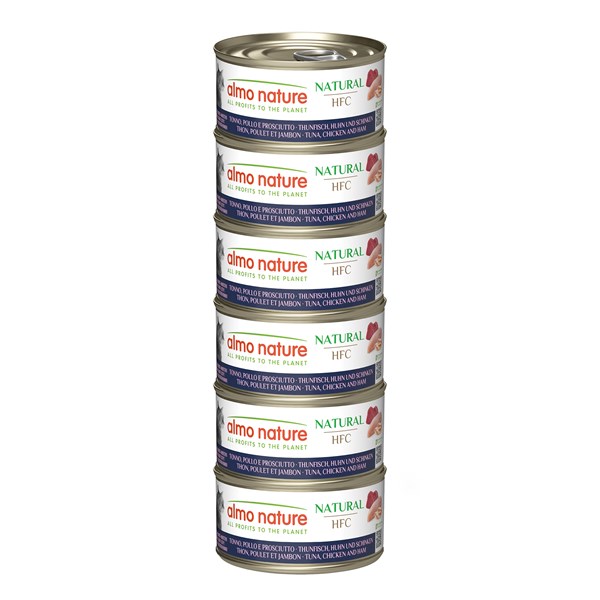 Almo Nature HFC Natural Multipack Thunfisch, Huhn und Schinken Nassfutter für Katzen